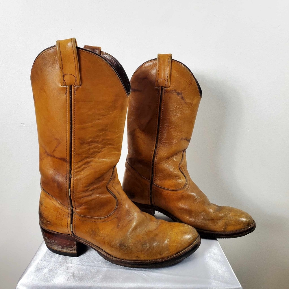 Steel Cap Vintage Leather Cowboy Boots - Picture 16 of 16